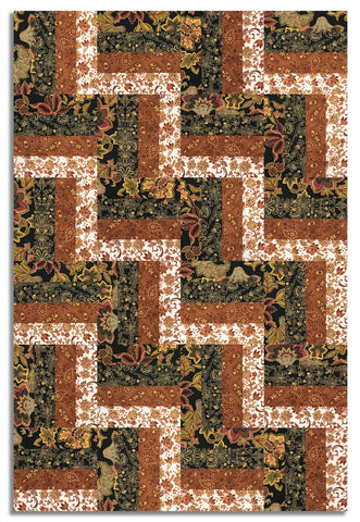 Hoffman Metallic Pre-Cut 24 Block Rail Fence Quilt Kit - Gilded Garden - Copper