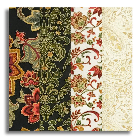 Hoffman Metallic Pre-Cut 24 Block Rail Fence Quilt Kit - Gilded Garden - Cream