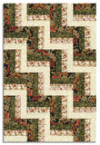Hoffman Metallic Pre-Cut 24 Block Rail Fence Quilt Kit - Gilded Garden - Cream