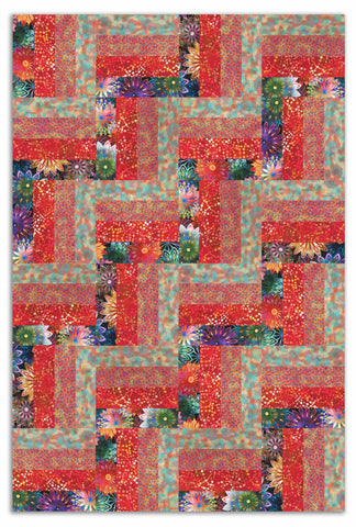 In The Beginning Pre-Cut 24 Block Rail Fence Quilt Kit - Dazzle