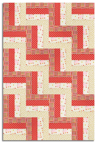 Matt's Moda Pre-cut 24 Block Rail Fence Quilt Kit - 1 800 Calico - Pink