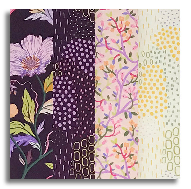 Moda Pre-cut 24 Block Rail Fence Quilt Kit - Floral Fondant - Plum ...