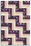Moda Pre-cut 24 Block Rail Fence Quilt Kit - Floral Fondant - Plum