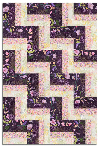 Moda Pre-cut 24 Block Rail Fence Quilt Kit - Floral Fondant - Plum