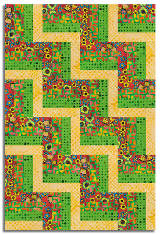 Free Spirit Pre-Cut 24 Block Rail Fence Quilt Kit - Dragonfly Dance - Red