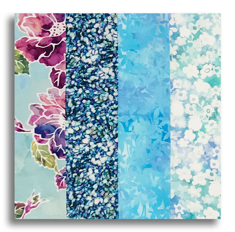 Kaufman Pre-Cut 24 Block Rail Fence Quilt Kit - Bella Blossoms - Sky