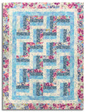 Kaufman Pre-Cut 24 Block Rail Fence Quilt Kit - Bella Blossoms - Sky