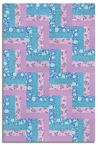 Free Spirit Pre-Cut 24 Block Rail Fence Quilt Kit - Tula's True Colors - Topaz