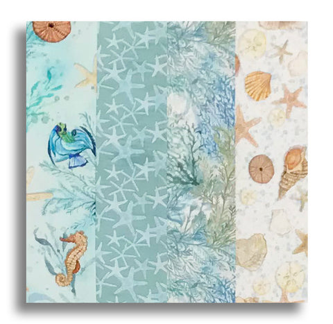 P&B Textiles Pre-Cut 24 Block Rail Fence Quilt Kit - Sea Whispers