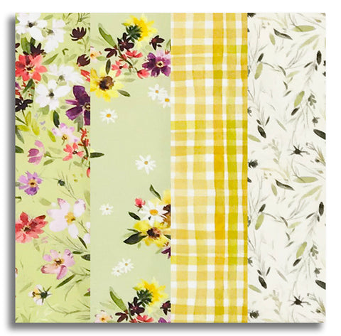 Clothworks Pre-Cut 24 Block Rail Fence Quilt Kit - Summer Garden
