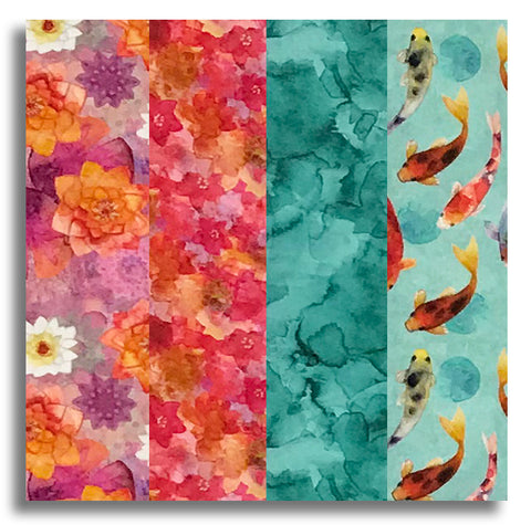 Clothworks Pre-Cut 24 Block Rail Fence Quilt Kit - Lily Pond