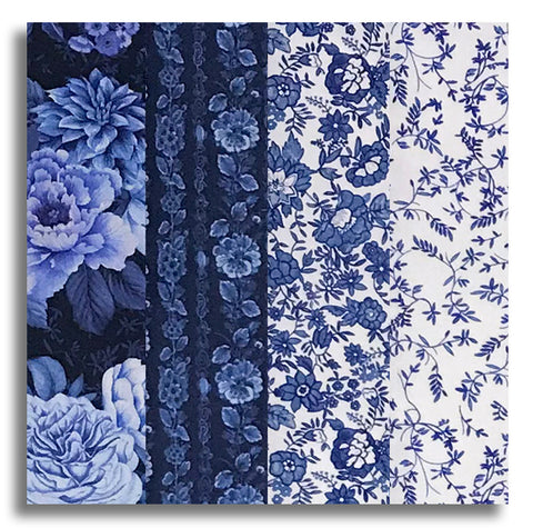 Windham Pre-Cut 24 Block Rail Fence Quilt Kit - China Blue