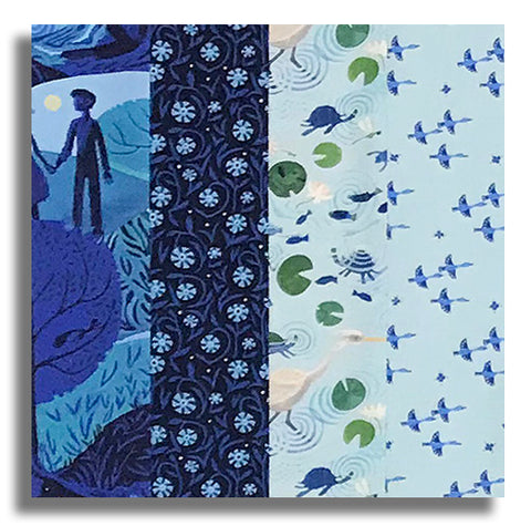 Matt's Free Spirit Pre-Cut 24 Block Rail Fence Quilt Kit - Azul