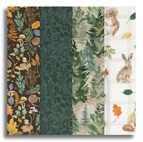 Clothworks Pre-Cut 24 Block Rail Fence Quilt Kit - Woodland Way