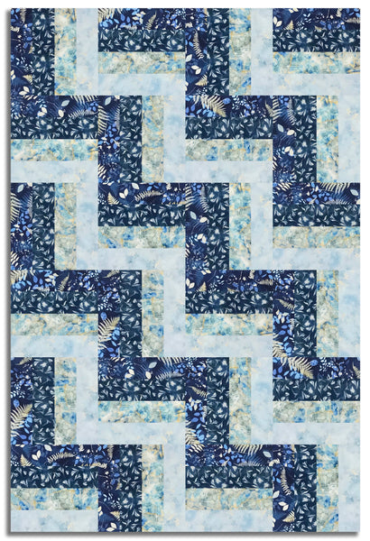 Clothworks Pre-Cut 24 Block Rail Fence Quilt Kit - Naturescape