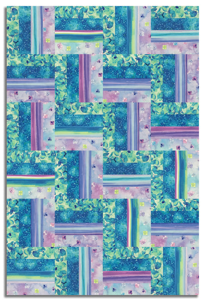 Timeless Treasures Pre-Cut 24 Block Rail Fence Quilt Kit - Hydrangea Dream