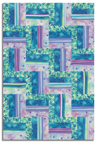 Timeless Treasures Pre-Cut 24 Block Rail Fence Quilt Kit - Hydrangea Dream