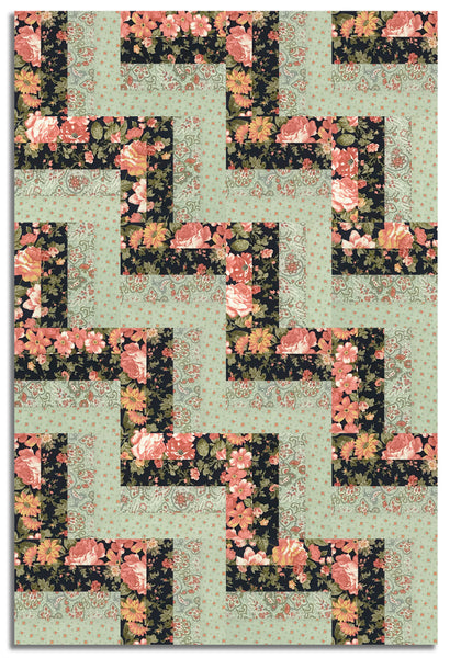 Moda Pre-Cut 24 Block Rail Fence Quilt Kit - Ambiance