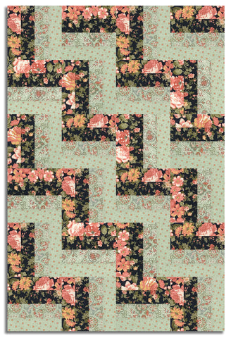 Moda Pre-Cut 24 Block Rail Fence Quilt Kit - Ambiance