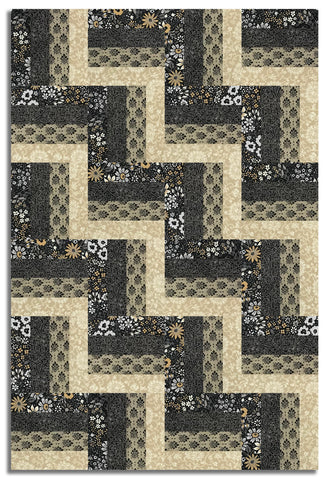 Moda Pre-cut 24 Block Rail Fence Quilt Kit - Posh