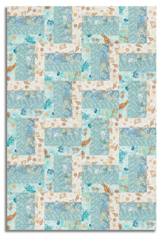 P&B Textiles Pre-Cut 24 Block Rail Fence Quilt Kit - Sea Whispers