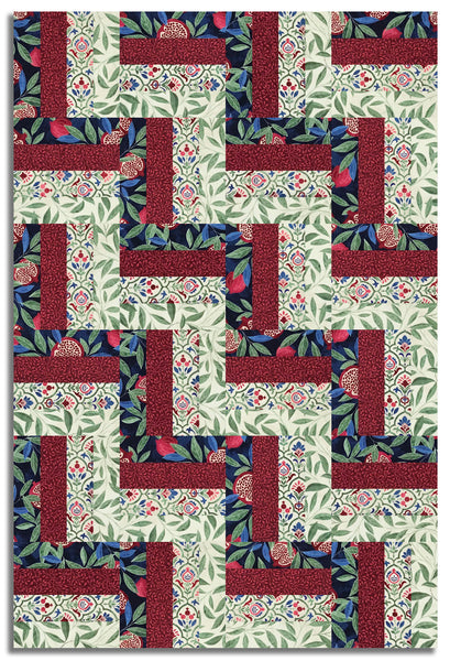 Northcott Stonehenge Pre-Cut 24 Block Rail Fence Quilt Kit - Pomegranate