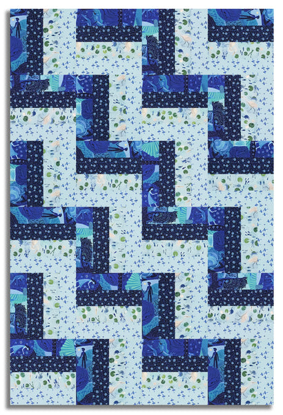 Matt's Free Spirit Pre-Cut 24 Block Rail Fence Quilt Kit - Azul