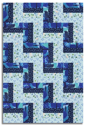 Matt's Free Spirit Pre-Cut 24 Block Rail Fence Quilt Kit - Azul
