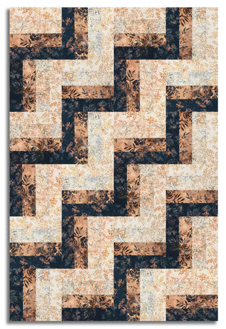Hoffman Batik Pre-Cut 24 Block Rail Fence Quilt Kit - Sandy
