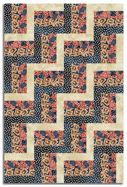 Northcott Stonehenge Pre-Cut 24 Block Rail Fence Quilt Kit - America 250