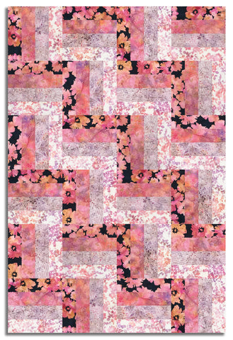 Hoffman Batik Pre-Cut 24 Block Rail Fence Quilt Kit - Huckleberry Haven