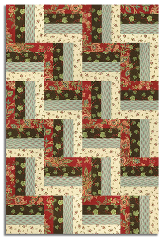 Andover Pre-Cut 24 Block Rail Fence Quilt Kit - Jingle Bell