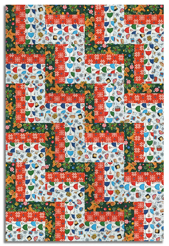 Matt's Free Spirit Pre-Cut 24 Block Rail Fence Quilt Kit - Snow Day