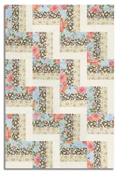 Matt's Moda Pre-cut 24 Block Rail Fence Quilt Kit - My Secret Garden