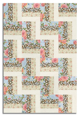 Matt's Moda Pre-cut 24 Block Rail Fence Quilt Kit - My Secret Garden