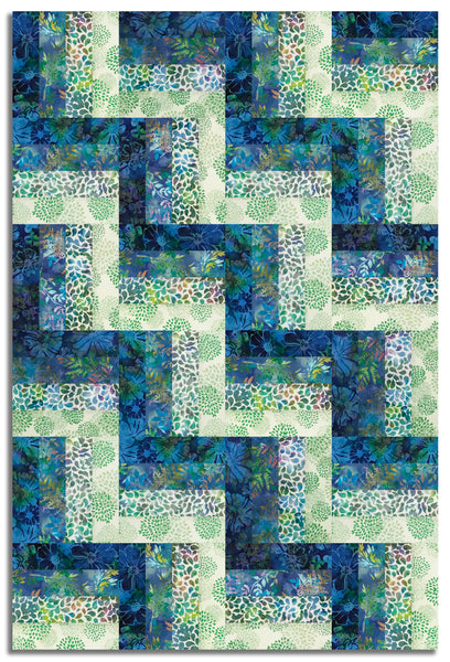 Hoffman Batik Pre-Cut 24 Block Rail Fence Quilt Kit - Electric Slide
