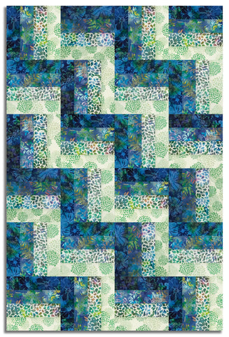 Hoffman Batik Pre-Cut 24 Block Rail Fence Quilt Kit - Electric Slide