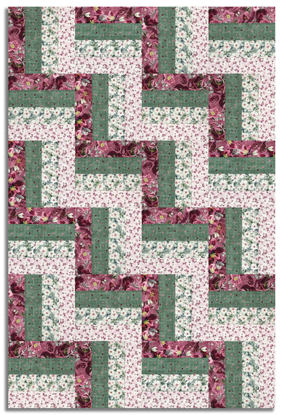 Blank Quilting Pre-Cut 24 Block Rail Fence Quilt Kit - Lush & Lavish