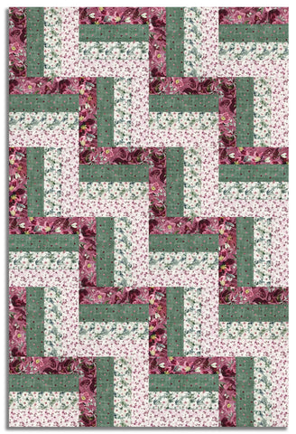 Blank Quilting Pre-Cut 24 Block Rail Fence Quilt Kit - Lush & Lavish