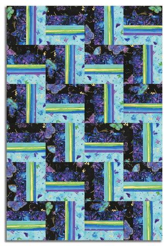 Timeless Treasures Pre-Cut 24 Block Rail Fence Quilt Kit - Evening Glow