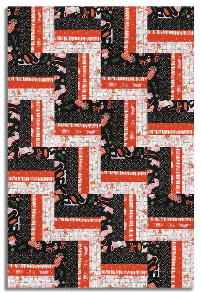 Matt's Timeless Treasures Pre-Cut 24 Block Rail Fence Quilt Kit - Here Comes Santa Claws