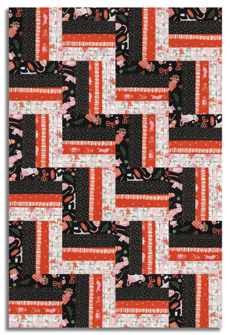 Matt's Timeless Treasures Pre-Cut 24 Block Rail Fence Quilt Kit - Here Comes Santa Claws