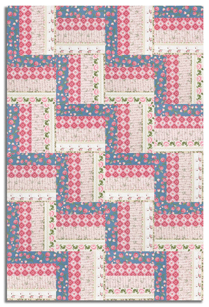 Poppie Cotton Pre-cut 24 Block Rail Fence Quilt Kit - Stolen Moments