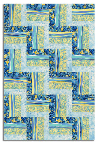 Timeless Treasures Pre-Cut 24 Block Rail Fence Quilt Kit - Poppy Serenade