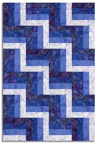 Hoffman Batik Pre-Cut 24 Block Rail Fence Quilt Kit - Morning Glory