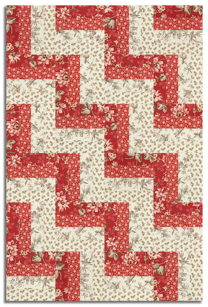 Moda French General Pre-cut 24 Block Rail Fence Quilt Kit - Joie De Vivre