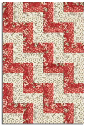 Moda French General Pre-cut 24 Block Rail Fence Quilt Kit - Joie De Vivre