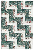 Hoffman Metallic Pre-Cut 24 Block Rail Fence Quilt Kit - Cotton & Pine