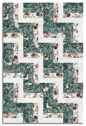 Hoffman Metallic Pre-Cut 24 Block Rail Fence Quilt Kit - Cotton & Pine
