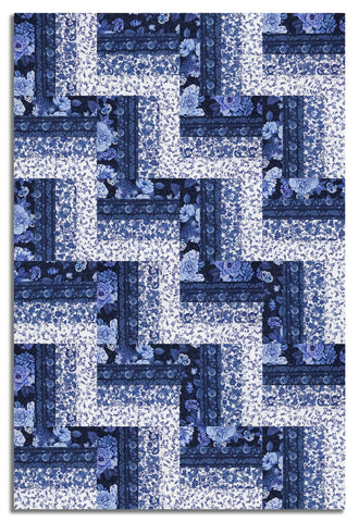 Windham Pre-Cut 24 Block Rail Fence Quilt Kit - China Blue